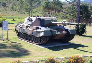 Leopard tank in Mount Perry main street