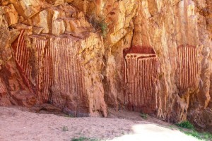 Aboriginal carvings of  sacred catapillars