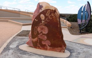 A sculpture at the Meeting Point at Mungo visitor centre