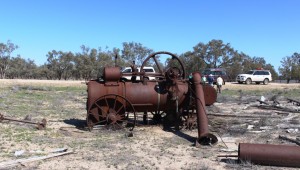 A steam traction engine lays where it was last used, about 80 years ago