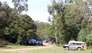Campers in a free Perks Victoria camp site. I excluded the long drop loo from the photo.