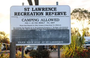 St Lawrence offers free camping to travelers - a donation is requested 