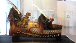Island ceremonial masks on display in the new cultural centre