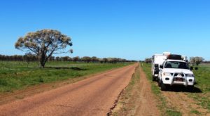 The road between Isisford and Ilfracombe is not as wide as that traveled the previous day
