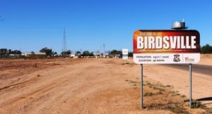 This is the sign that welcomes you to Birdsville. We photographed it on the way out