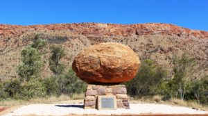 The grave of Rev John Flynn outside Alice Springs. The stone came from The Devils Marbles near Tennant Creek